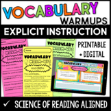 Vocabulary Warmups Set 1: Explicit Instruction with Digita