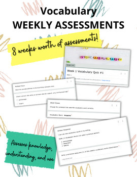 Preview of Vocabulary Weekly Assessment Bundle (8 weeks/1 quarter)