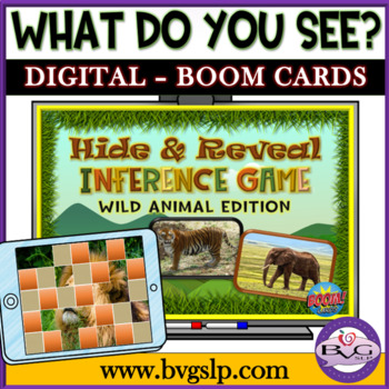 Preview of Vocabulary Wild Animals Hide and Reveal GAME Interactive BOOM CARDS