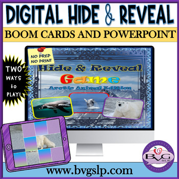 Preview of Vocabulary Wild Arctic Animals Hide and Reveal Game BOOM CARDS AND POWERPOINT