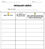 Vocabulary Word Graphic Organizer