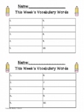 Vocabulary Word Homework Packet