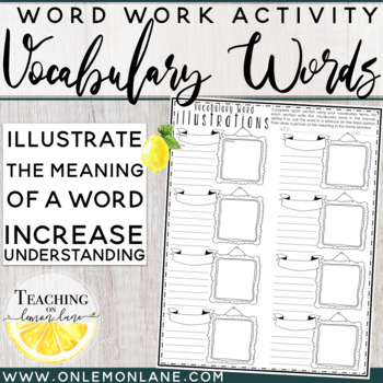 Vocabulary Word Illustrations Draw A Picture To Show Meaning Any Subject