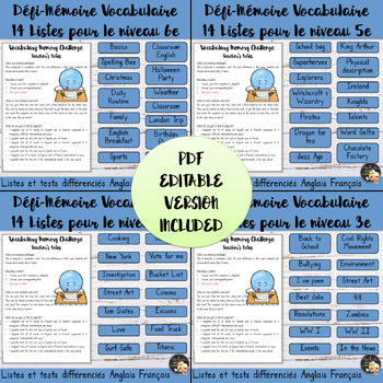 Preview of Vocabulary Word List Bundle Collège Edition