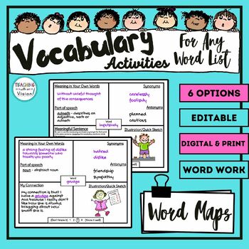 Vocabulary Word Maps (Google Slide and PDF) by Teaching With A Vision