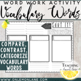 Vocabulary Word Sort it (Compare, Contrast, Categorize)