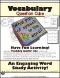 Vocabulary Word Study Activity -  Comprehension Cube  ELA 