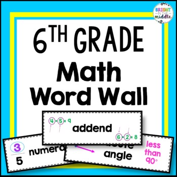 Preview of 6th Grade Math Word Wall with PICTURES- 102 Words!!!