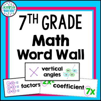 Preview of 7th Grade Math Word Wall with PICTURES - 154 Words!!