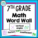 7th Grade Math Word Wall with PICTURES - 154 Words!!