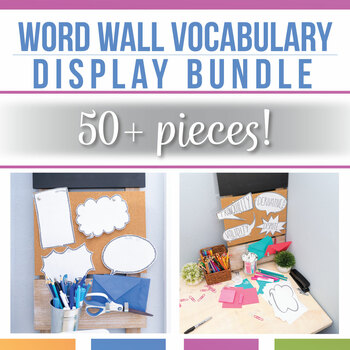 Preview of Vocabulary Word Wall Bundle | Vocabulary Bulletin Board & Graphic Organizers