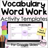 Vocabulary Word Work Activity Templates for Google Jamboar