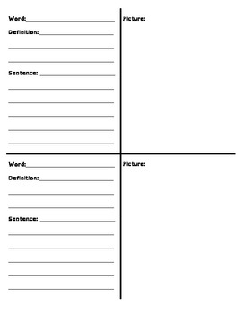 Vocabulary Word Work Graphic Organizer by Stephen Wolfe | TPT