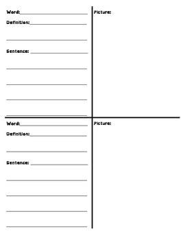 Vocabulary Word Work Graphic Organizer by Stephen Wolfe | TPT