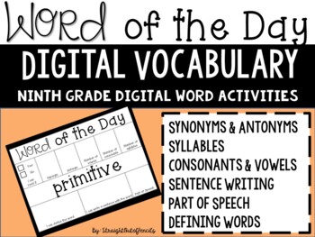 Preview of Vocabulary Word of the Day Ninth Grade GOOGLE Slides DIGITAL Activities