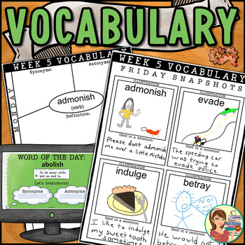 Preview of Vocabulary Word of the Day: Slides, Journal, Digital Quizzes