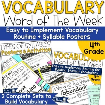 Preview of Vocabulary Building Word of the Week Worksheets Graphic Organizers 4th Grade