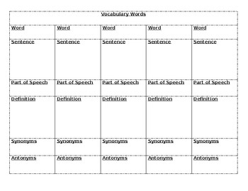 Preview of Vocabulary Words