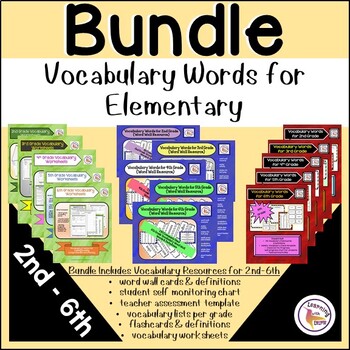 Preview of Vocabulary Words Elementary BUNDLE 2nd, 3rd, 4th, 5th, 6th