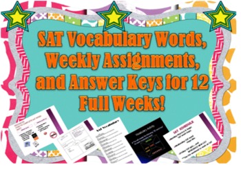 Vocabulary Words, Weekly Assignment, and Answer Key for 12 Full Weeks!