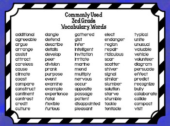 Vocabulary Words for 3rd Grade (Word Wall Resource) by Learning with Laurie