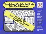Vocabulary Words for 3rd Grade (Word Wall Resource)