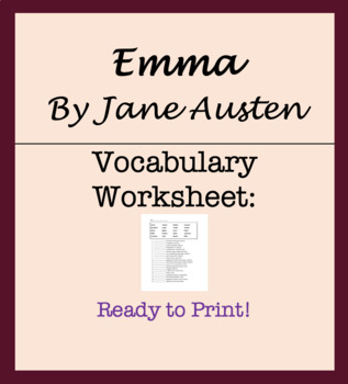 Emma by Jane Austen Vocabulary Crossword - WordMint