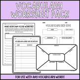 Vocabulary Worksheet Pack - For Use With Any Word List