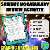 Science Unit Vocabulary Worksheet Science Substitute Plan