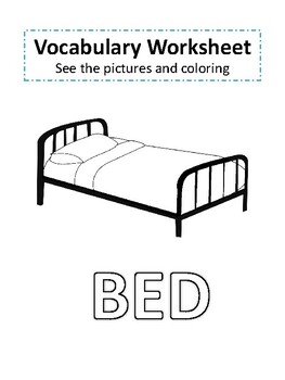 Preview of Vocabulary Worksheet : See the pictures and coloring