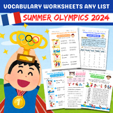 Vocabulary Worksheets Any List Summer Olympics 2024