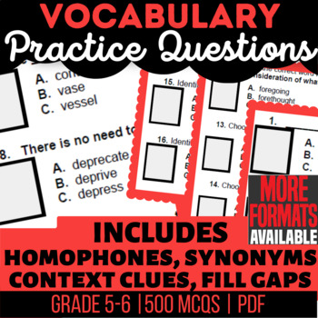 Preview of Vocabulary Worksheets Bundle | Context Clues Defining Words Homophones Synonyms