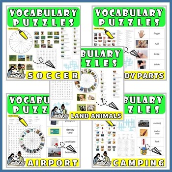 Preview of Vocabulary Worksheets Cards Word Search Anagram Crossword ESL