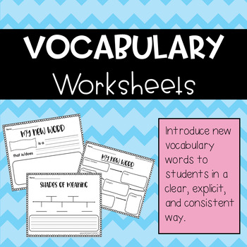 Vocabulary Worksheets- Free by Hughes Heart For First | TPT