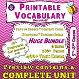 Vocabulary Worksheets and Task Cards with Quizzes and Home