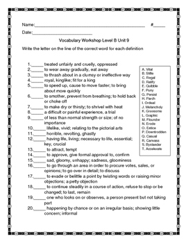 Vocabulary Workshop Level B Unit 9 by Teach 4 NYC | TpT