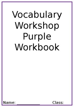 Preview of Vocabulary Workshop Purple Unit 1