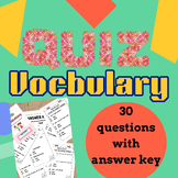 Vocabulary and Comprehension Quiz for 1 Grade