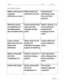 Vocabulary choice board and tool kit PDF format