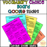 Vocabulary choice board digital printable Google Slides ed