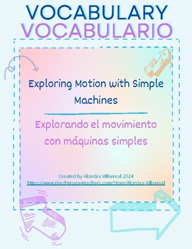 Preview of Vocabulary for Exploring Motion with Simple Machines (English & Spanish)