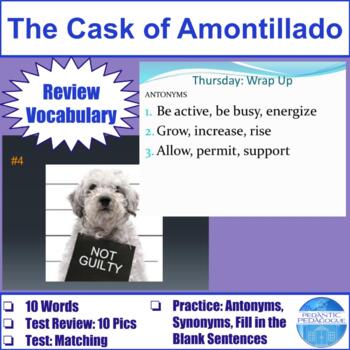 Preview of Vocabulary for "The Cask of Amontillado" by Edgar Allan Poe