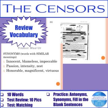 Preview of Vocabulary for "The Censors" by Luisa Valenzuela