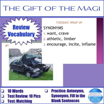 Preview of Vocabulary for "The Gift of the Magi" by O. Henry