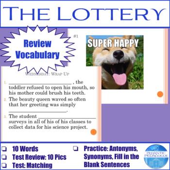 Preview of Vocabulary for "The Lottery" by Shirley Jackson