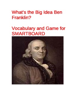 Preview of Vocabulary for What's the Big Idea Ben Franklin