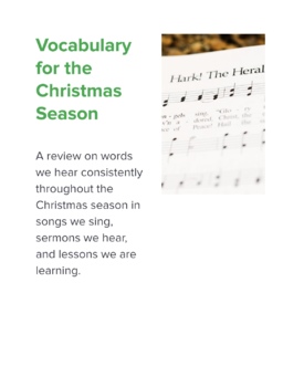 Preview of Vocabulary for the Christmas Season (Christian Resource)