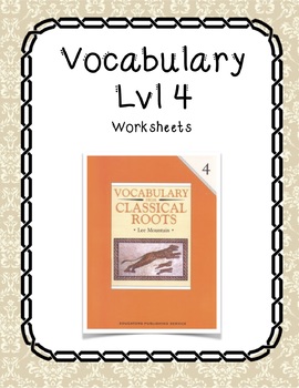 Preview of Vocabulary Lvl 4 Worksheets