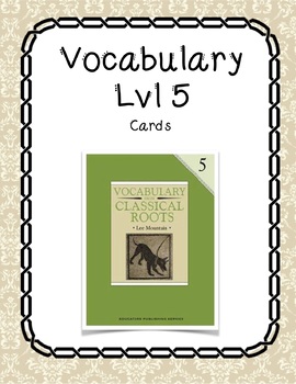 Preview of Vocabulary Lvl 5 Cards