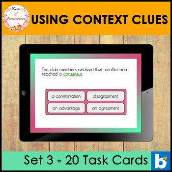 Preview of Context Clues Vocabulary Strategy Boom Cards™ Set 3 for High School Students